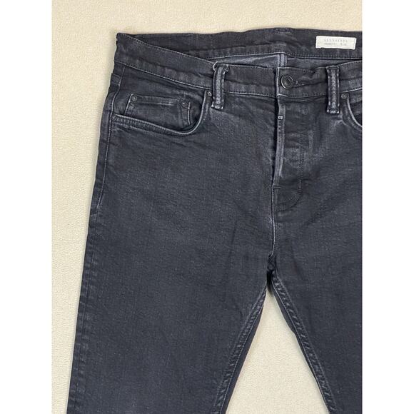 Allsaints Jeans Mens 32 Black Crow‎ Cigarette Skinny Stretch Designer Slim Fit - Picture 2 of 14